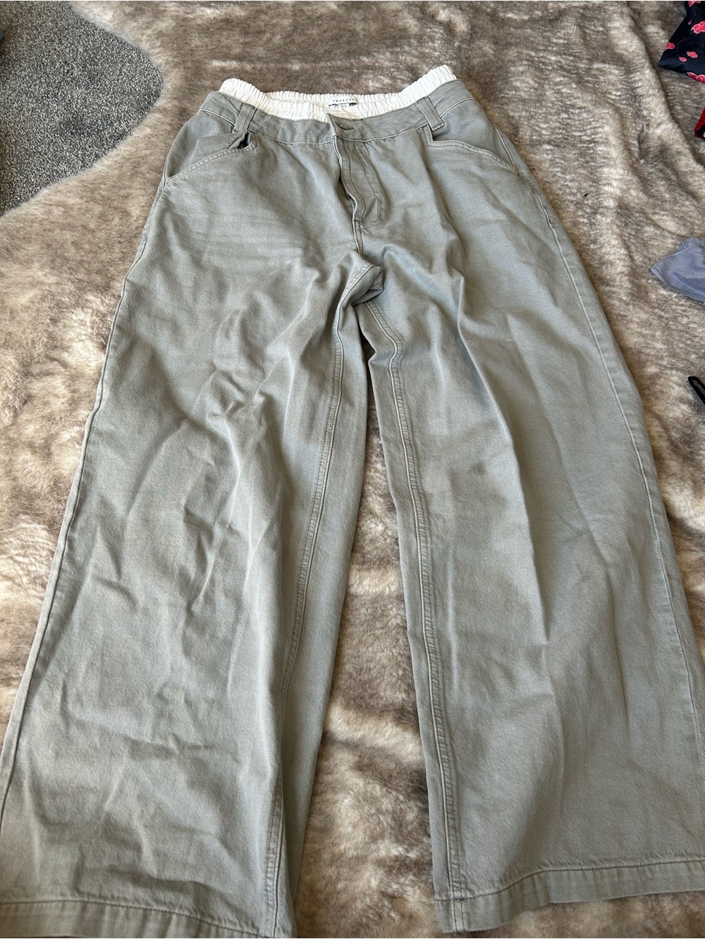 Topshop Men's Sage Green Chinos with Elastic Waist - Picture 2 of 4
